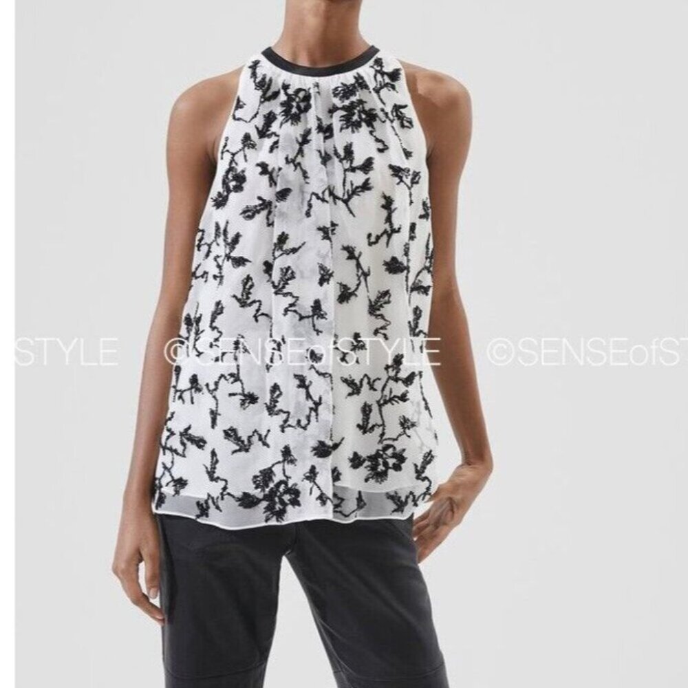Brunello Cucinelli Silk top blouse White Sequin Embellishments Size XXS 0 36